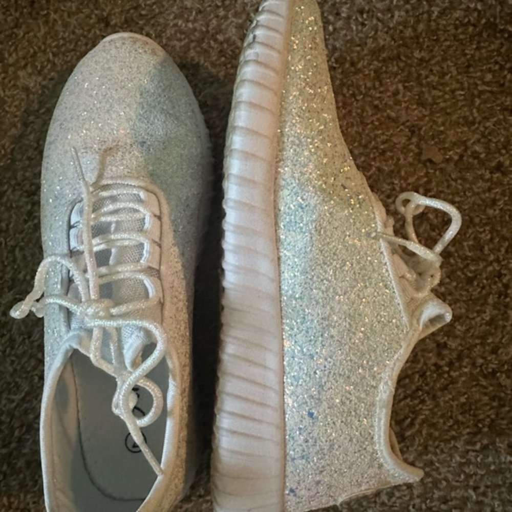White glitter sneakers